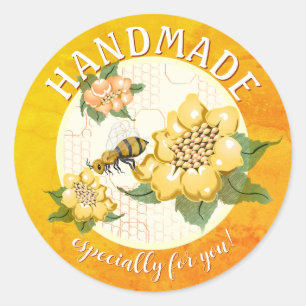 Pegatina Redonda Miel de abeja envasado en panal