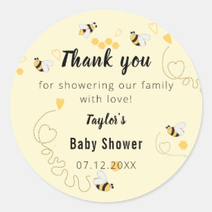 Pegatina Redonda Miel de abejorro Sexo Neutral Baby Shower