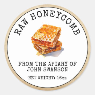 Pegatina Redonda Miel de Beehive de Honeycomb crudo