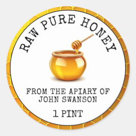 Pegatina Redonda Miel de miel de abeja