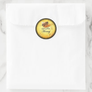 Pegatina Redonda 🍯 Miel Dorada Pura – Colmena y Abeja Premium Sti