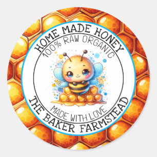 Pegatina Redonda Miel orgánica pura cruda hecha con láminas de amor