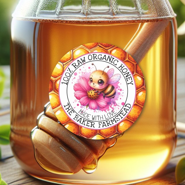 Pegatina Redonda Miel orgánica pura cruda hecha con láminas de amor (Subido por el creador)