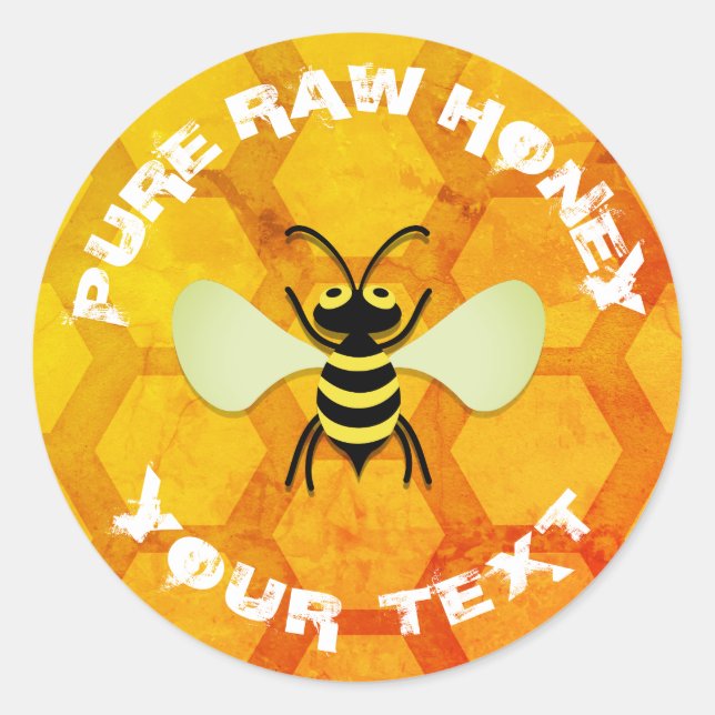 Pegatina Redonda Miel pura cruda (Anverso)