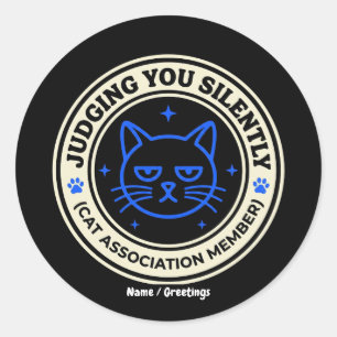 Pegatina Redonda Miembro de la Asociación Oficial de Gatos que te J