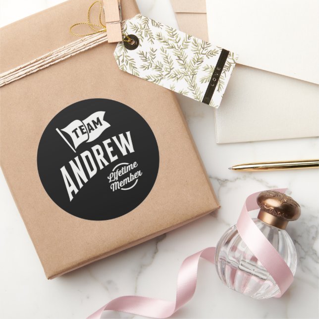 Pegatina Redonda Miembro de Team Andrew Lifetime (Regalar)