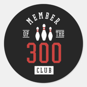 Pegatina Redonda Miembro Del Club 300 Bolos Byll Strike Pins 