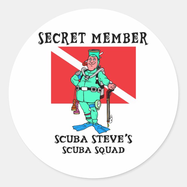 Pegatina Redonda Miembro secreto SCUBA Steve (Anverso)