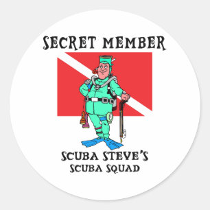 Pegatina Redonda Miembro secreto SCUBA Steve