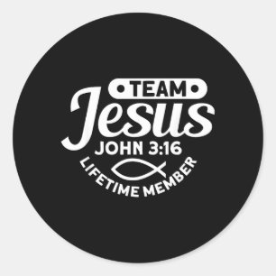 Pegatina Redonda Miembro vitalicio del equipo Jesús Juan 3_16 - Div