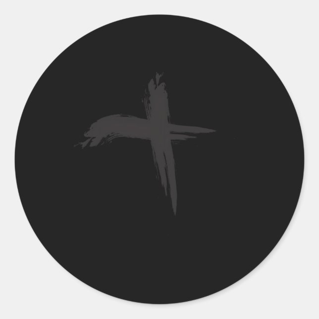 Pegatina Redonda Miércoles de Ceniza Ceniza Cruz Católica de Pascua (Anverso)