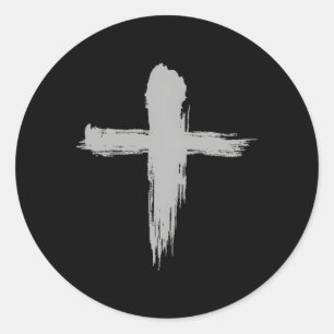 Pegatina Redonda Miércoles de Ceniza Cruz de Cuaresma Cristiana Ben