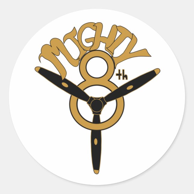 Pegatina Redonda Mighty Eighth Army Air Force Round Sticker (Anverso)
