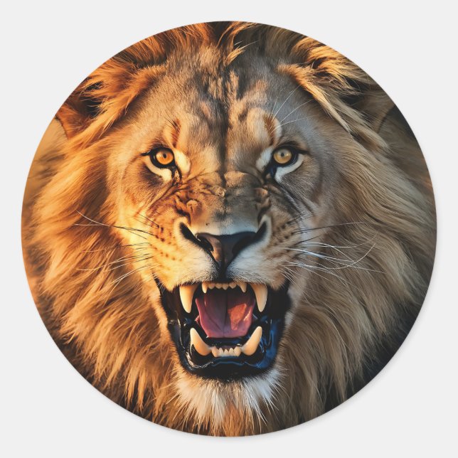 Pegatina Redonda Mighty Roar (Anverso)