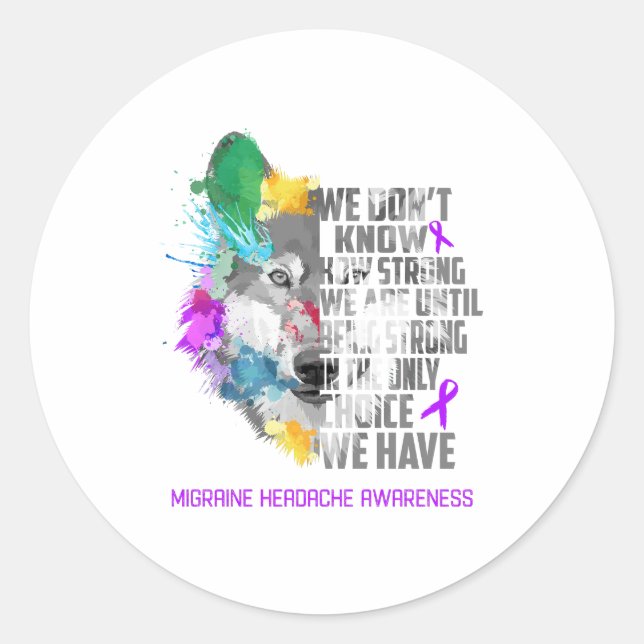 Pegatina Redonda Migraine Cefache Awareness Ribbon Support Regalos (Anverso)