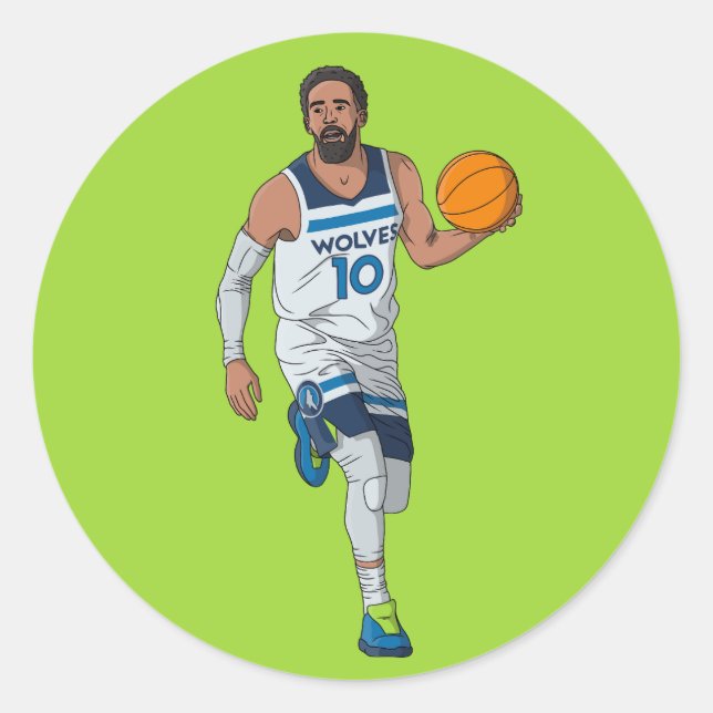 Pegatina Redonda Mike Conley - Baloncesto Minnesota (Anverso)