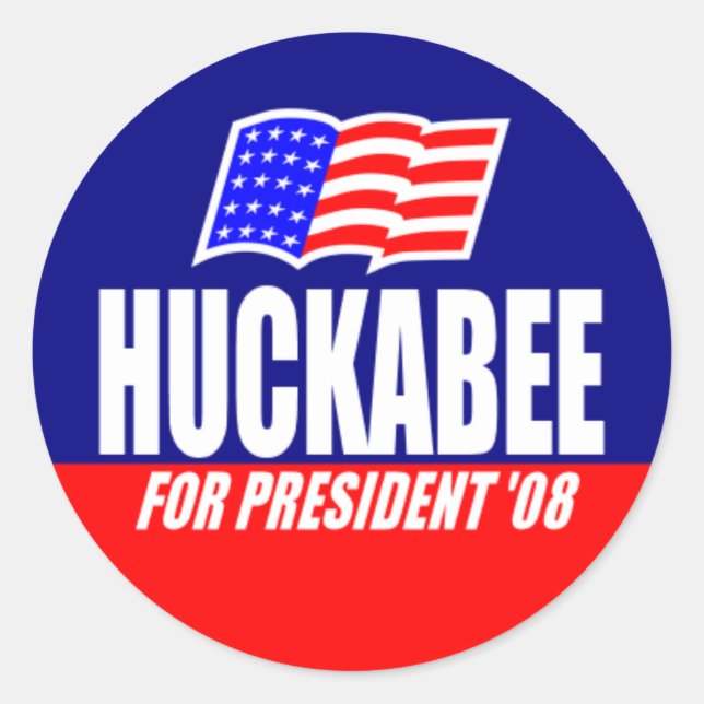 Pegatina Redonda Mike Huckabee para los Pegatinas del presidente 08 (Anverso)