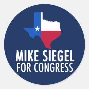 Pegatina Redonda Mike Siegel en el Congreso de Texas