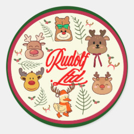 Pegatina Redonda Mikitiez rudolf rednose reindeer gift