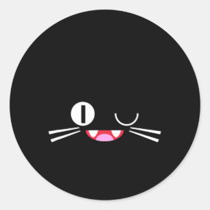 Pegatina Redonda Miko Kuta Neko Gato Cosplay Fallo Videojuego Techs