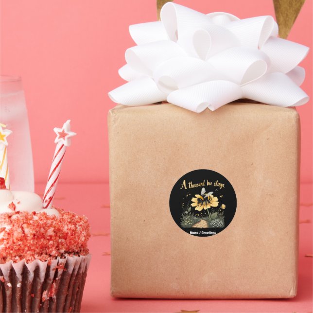 Pegatina Redonda Mil Abejas Dibuja Diseños Audaces (Fiesta)