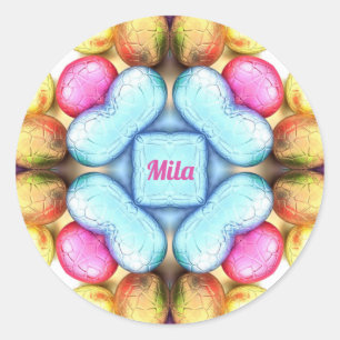 Pegatina Redonda ¡MILA MÁS FÁCIL! Huevos de bonito para dar Pascua