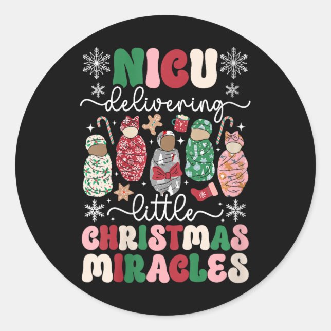 Pegatina Redonda Milagros de mujeres Navidades Nicu Enfermeras Xmas (Anverso)