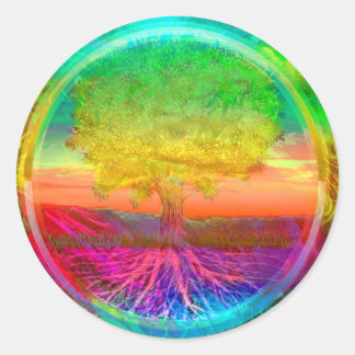 Pegatina Redonda Milagros del árbol de la vida