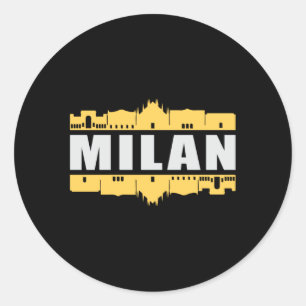Pegatina Redonda Milán Italia City Skyline Cityscape Gracioso rega