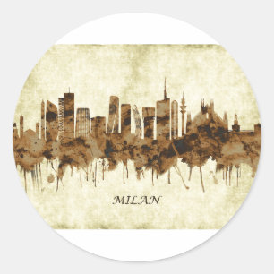 Pegatina Redonda Milán Italia Cityscape