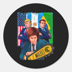 Pegatina Redonda Milei Presidente 2023 Donald Trump Jair Bolsonaro
