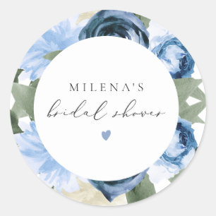 Pegatina Redonda MILENA Algo Azul Floral Baby Shower