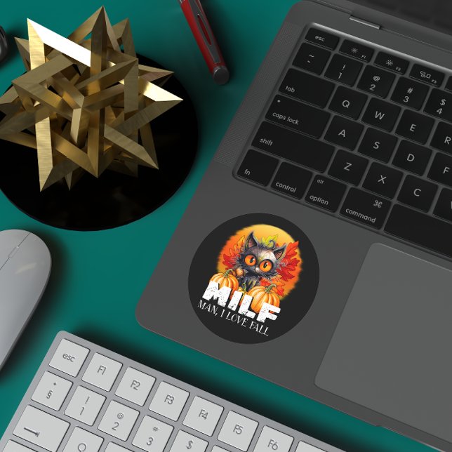 Pegatina Redonda Milf, Hombre Me Encanta Caída, Cita Temporal De Ga (Subido por el creador)