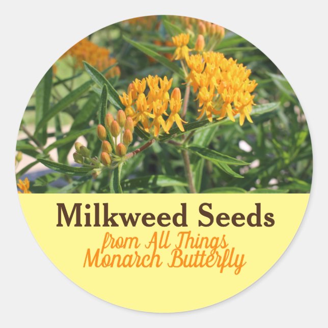 Pegatina Redonda Milkweed (Anverso)