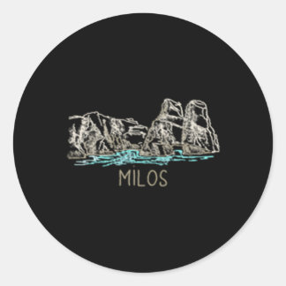 Pegatina Redonda Milos Greece Hand Drake