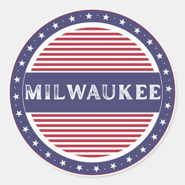 Pegatina Redonda Milwaukee City Pride Emblem – American Identity (Anverso)