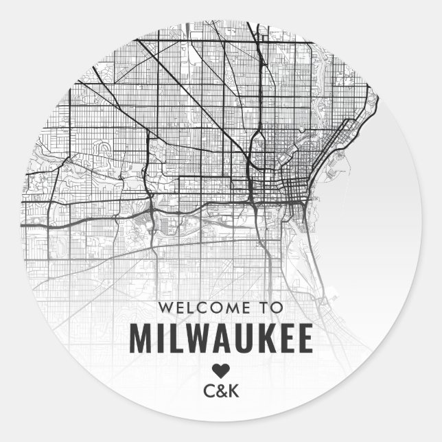 Pegatina Redonda Milwaukee, Mapa de Minnesota | Bienvenida Boda (Anverso)