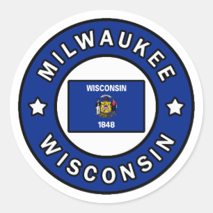 Pegatina Redonda Milwaukee Wisconsin