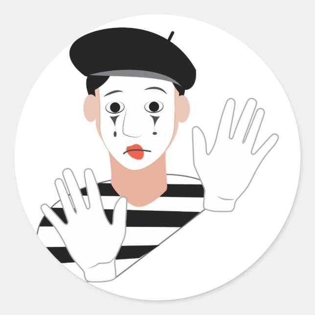Pegatina Redonda Mime (Anverso)