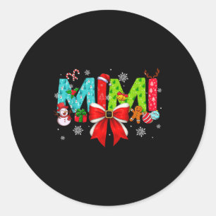 Pegatina Redonda Mimi Coquette de Navidad lazo Mimi Navidad 