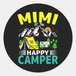 Pegatina Redonda Mimi de la abuela del campamento cumpleaños 1 Fami