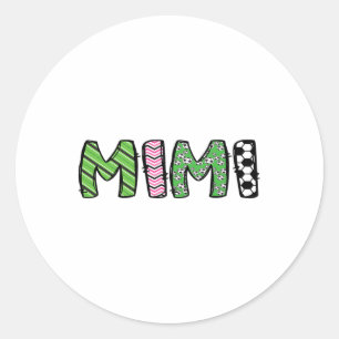 Pegatina Redonda Mimi fútbol divertido cumpleaños niño familia part