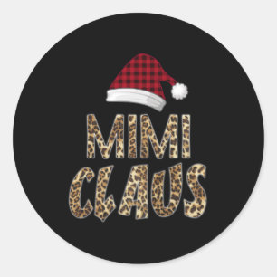 Pegatina Redonda Mimi Gift   Mimi Claus Gorra Santa Claus Mimi Love