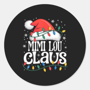 Pegatina Redonda Mimi Lou Claus divertida Navidad abuela Holida