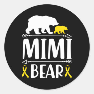 Pegatina Redonda Mimi Oso Concienciación Sobre El Cáncer Infantil R