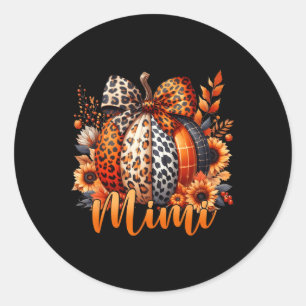 Pegatina Redonda Mimi Thankding Leopard Pumpkin Sunflower Coquet