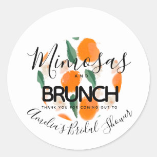 Pegatina Redonda Mimosa Brunch Hand Drake Bridal Shower