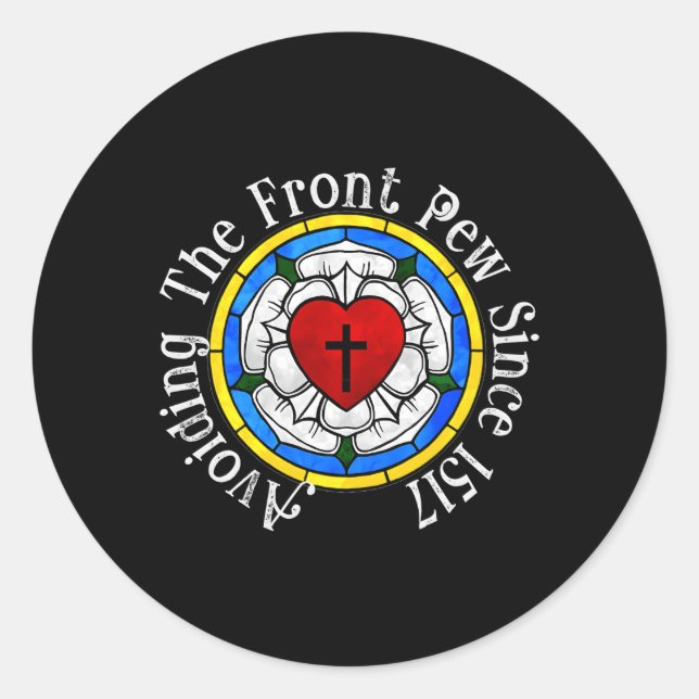 Pegatina Redonda Min Luther Rosa 1517 Para La Juventud Luterana (Anverso)