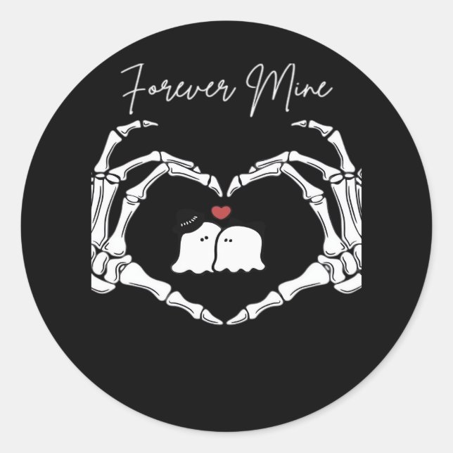 Pegatina Redonda Mina, Día de San Valentín Clásico - Skeleton Hands (Anverso)