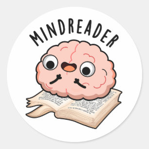 Pegatina Redonda Mind Reader Funny Brain Pun